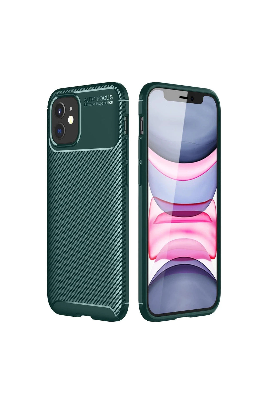 Apple iPhone 12 Mini Uyumlu Kılıf Auto Focus Karbon Kapak - Yeşil