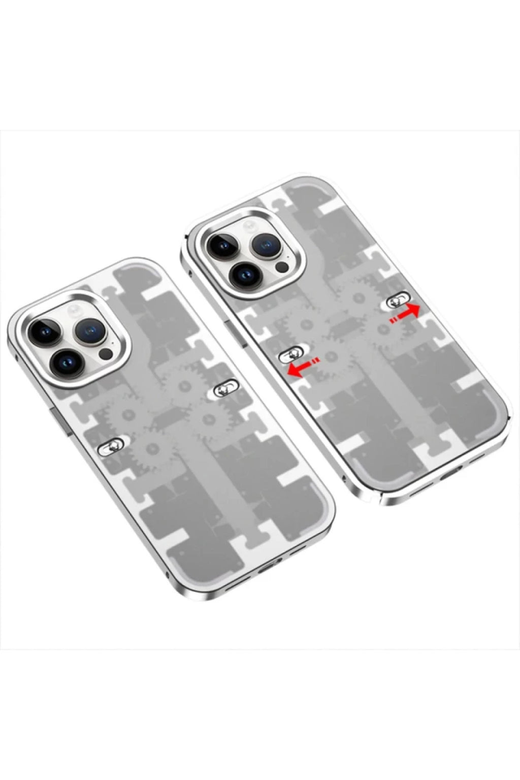 Apple iPhone 14 Pro Uyumlu Kılıf Mekanik Bumper Kapak - Gümüş