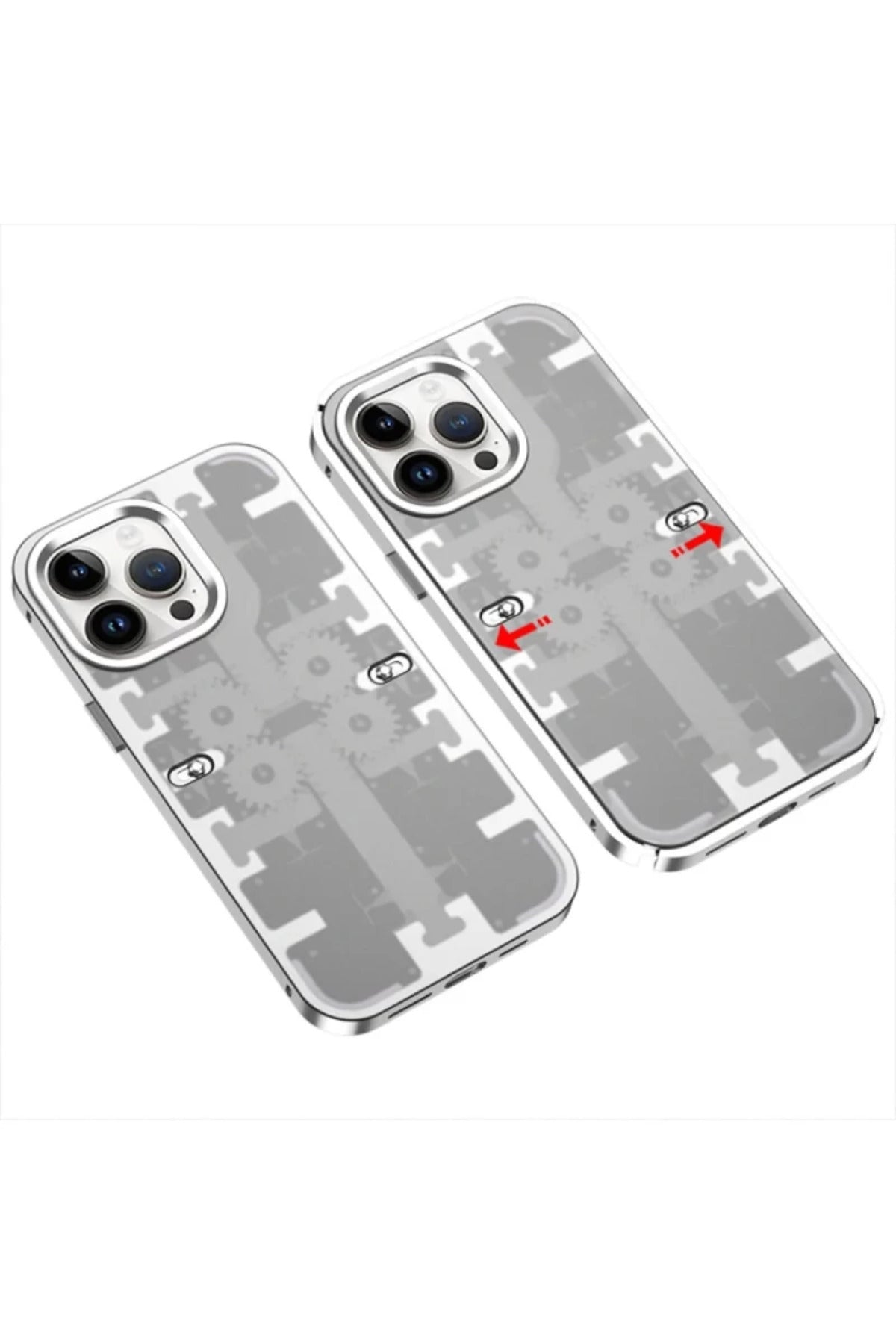 Apple iPhone 14 Pro Uyumlu Kılıf Mekanik Bumper Kapak - Gümüş