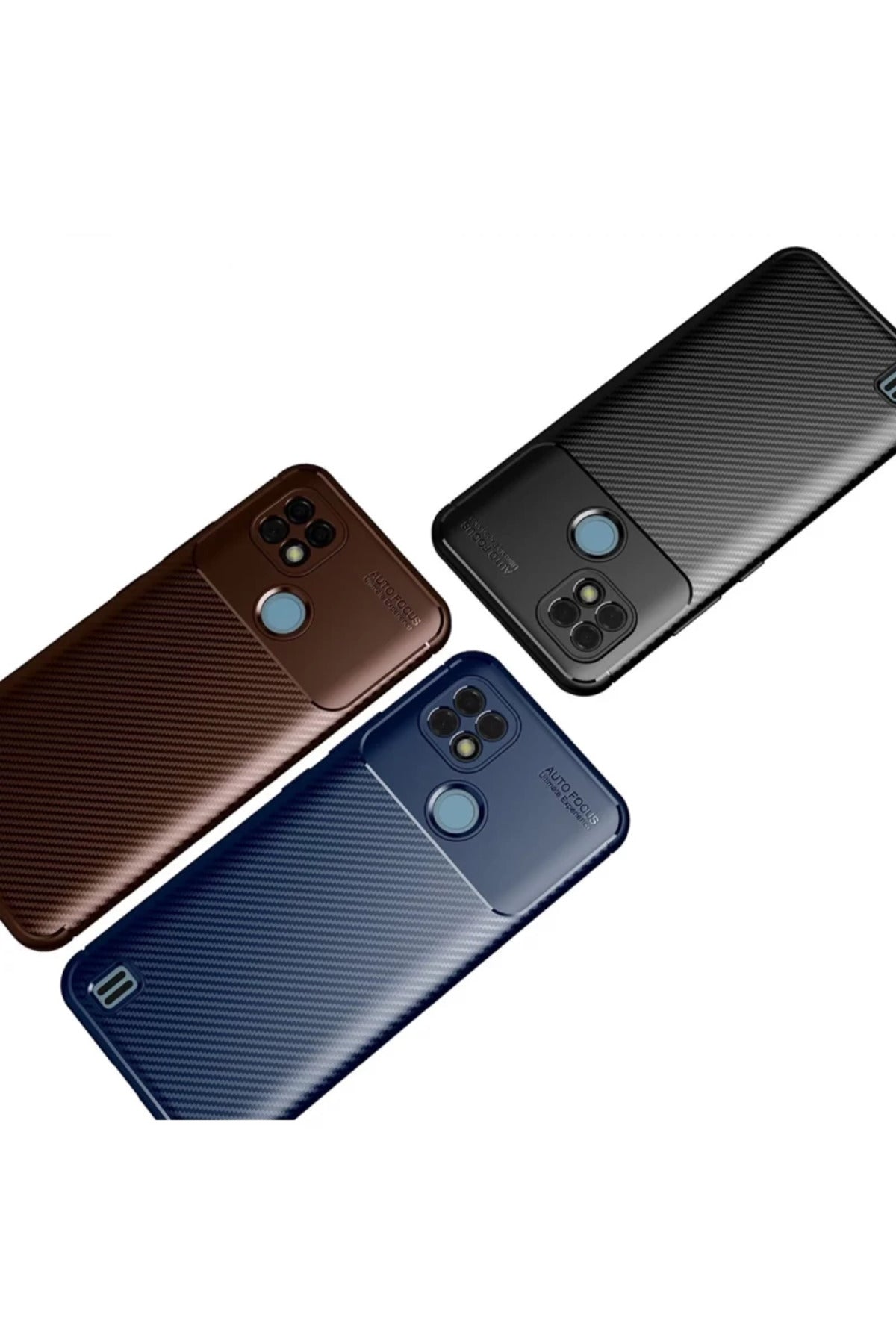 Realme C21 Uyumlu Kılıf Auto Focus Karbon Kapak - Siyah