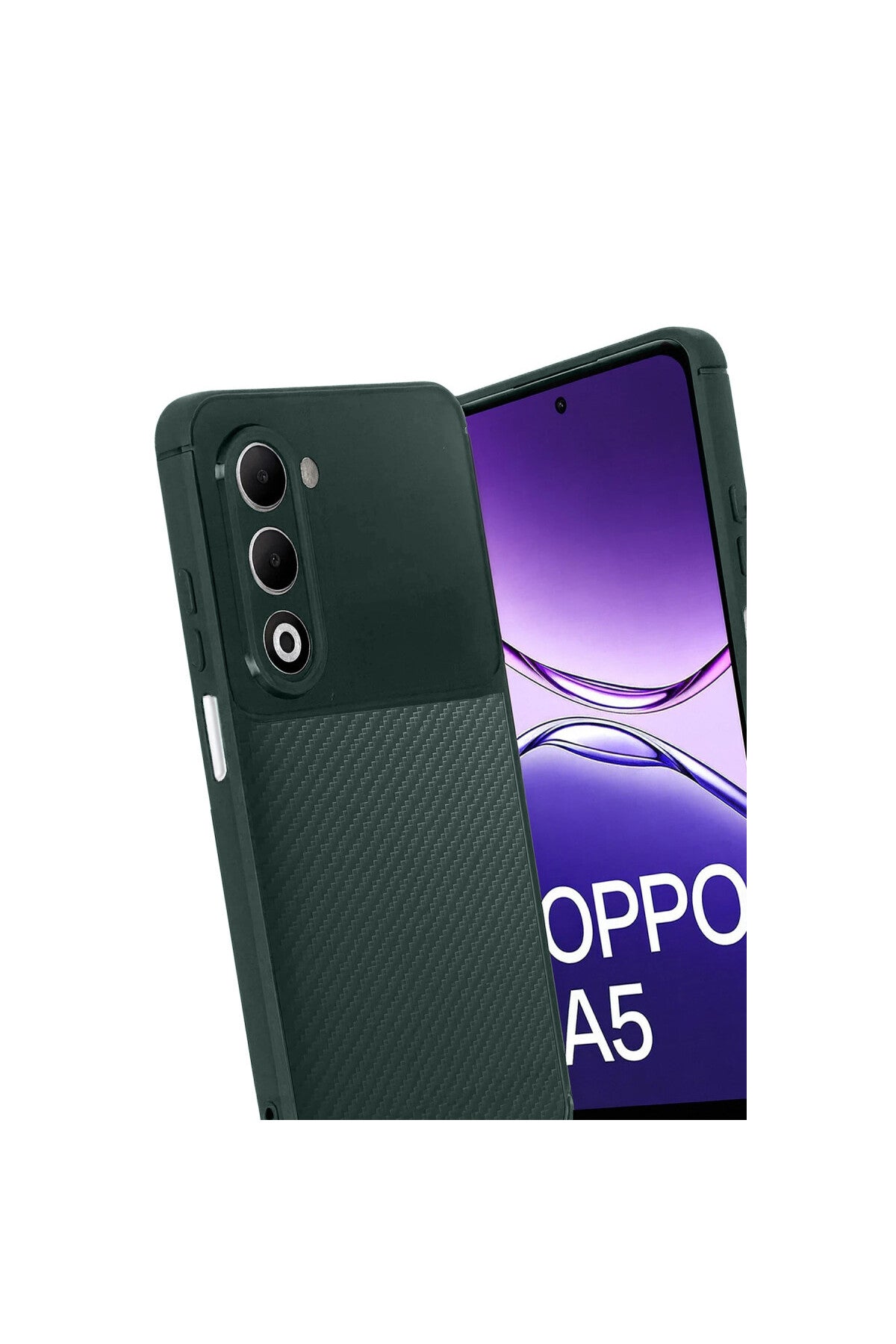 Oppo A5 4G Uyumlu Auto Focus Karbon Kapak - Koyu Yeşil