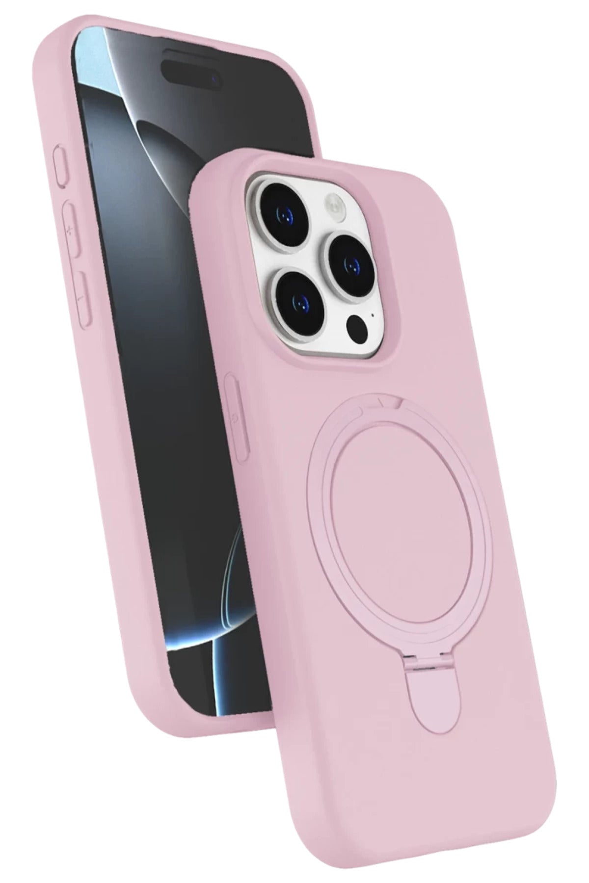 Apple iPhone 15 Pro Max Uyumlu Regal Magsafe Standlı Kapak - Açık Pembe
