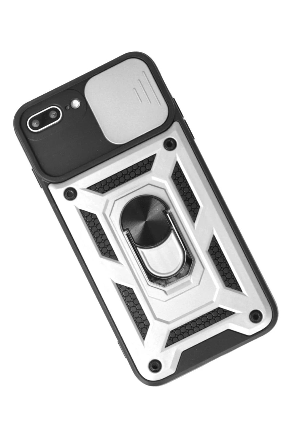 Apple iPhone 7 Plus Uyumlu Kılıf Pars Lens Yüzüklü Silikon - Gümüş