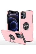 Apple iPhone 12 Pro Max Uyumlu Kılıf Elit Yüzüklü Kapak - Pembe