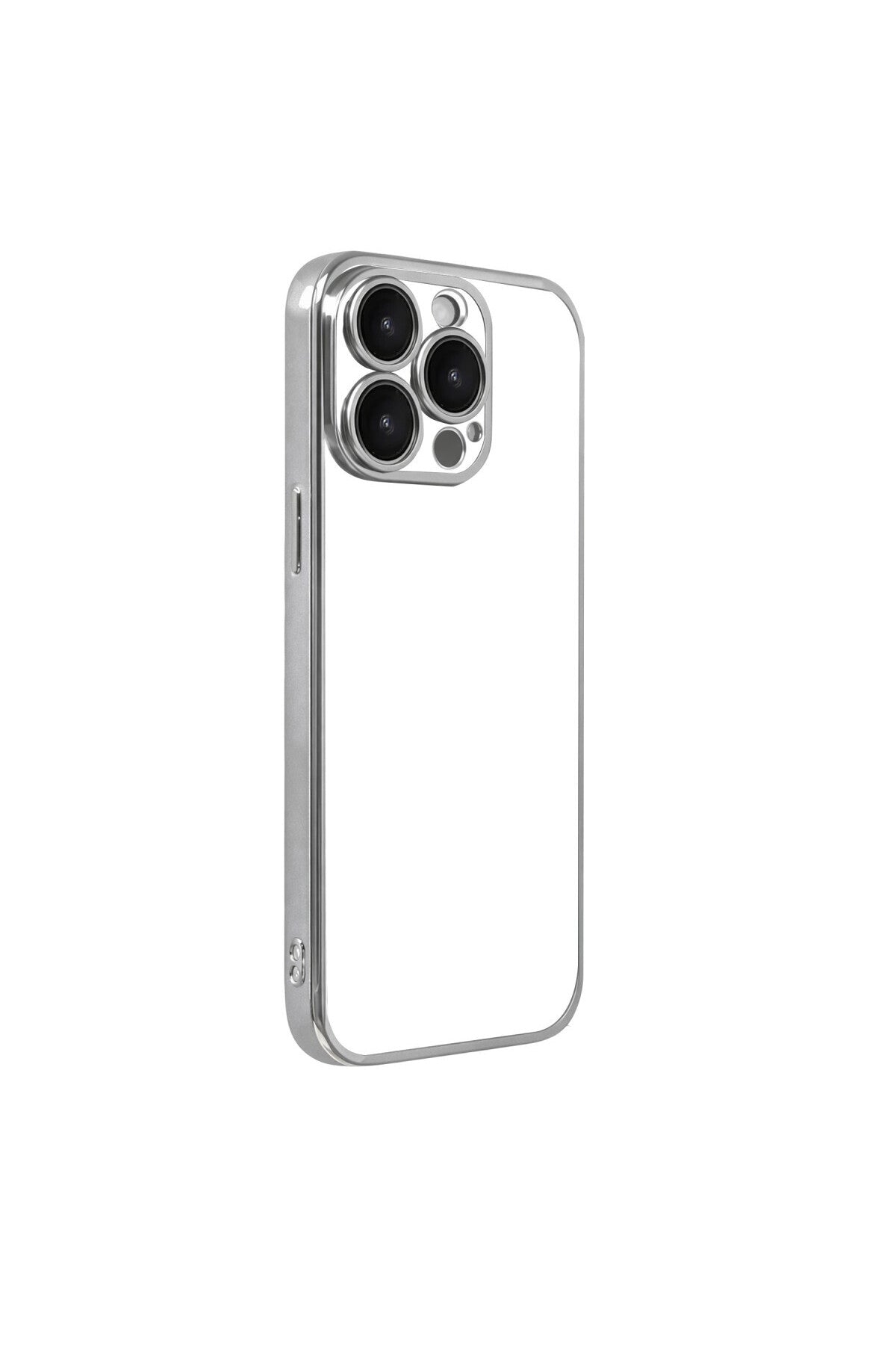 Apple iPhone 15 Pro Max Uyumlu Lensli Silikon - Gümüş