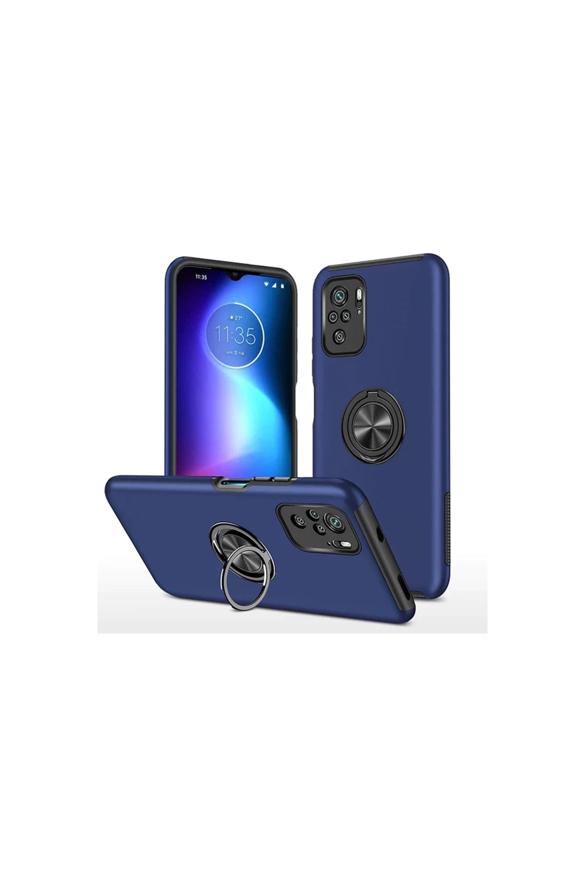 Xiaomi Poco F3 Uyumlu Kılıf Elit Yüzüklü Kapak - Lacivert