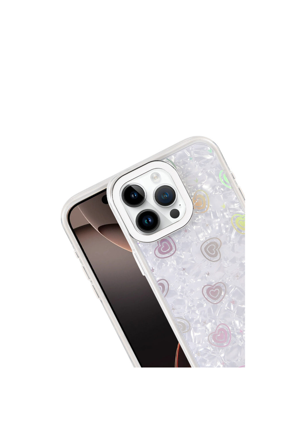 Apple iPhone 15 Pro Uyumlu Lumi Desenli Kapak - Beyaz