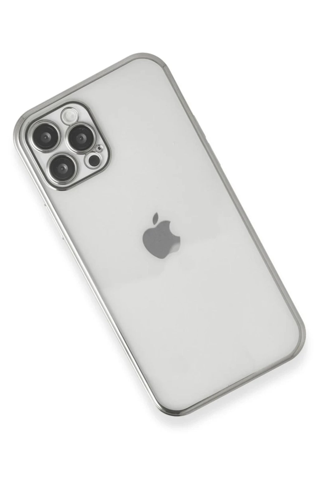 Apple iPhone 12 Pro Max Uyumlu Kılıf Lensli Silikon - Gümüş