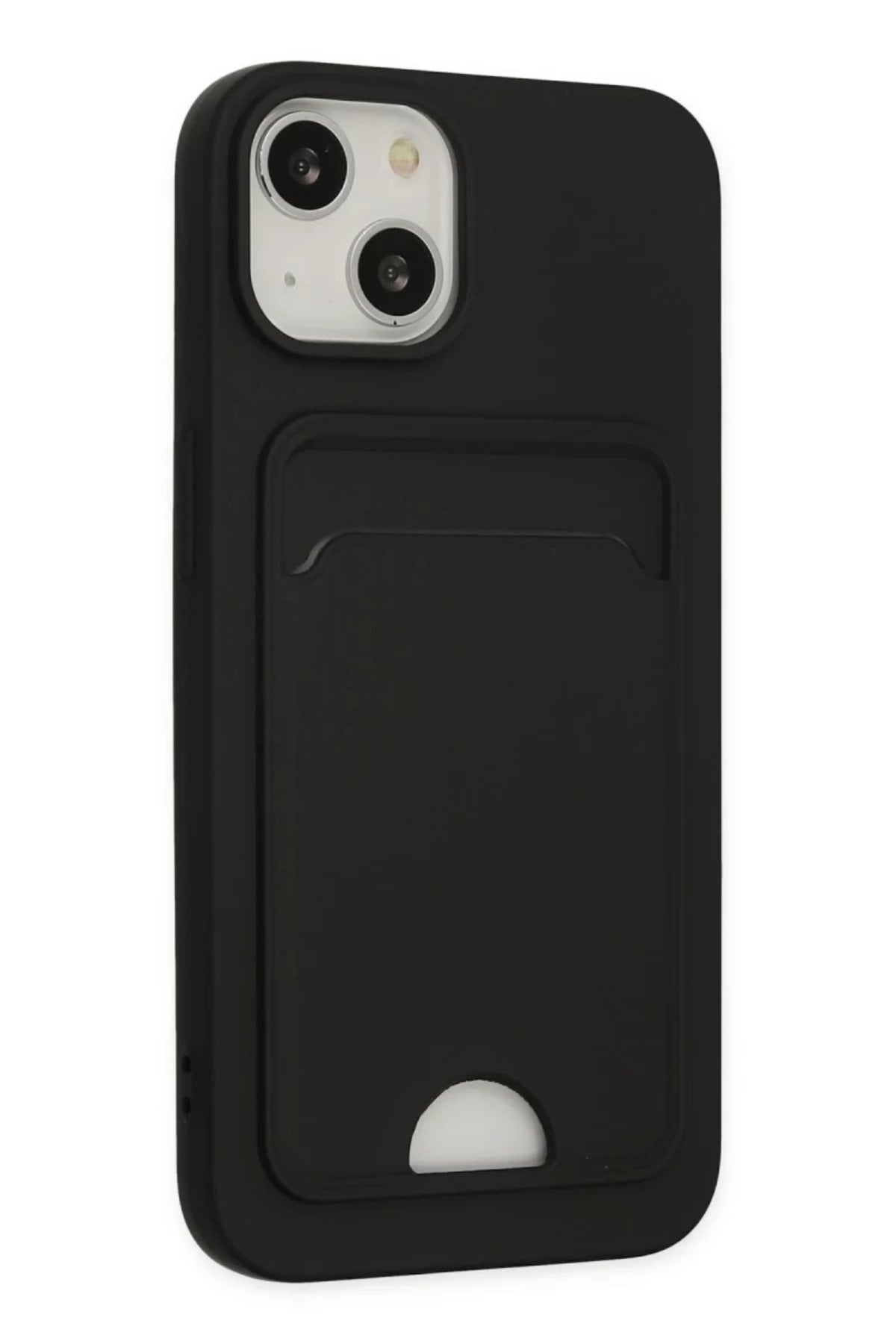 Apple iPhone 14 Plus Uyumlu Kılıf Kelvin Kartvizitli Silikon - Siyah