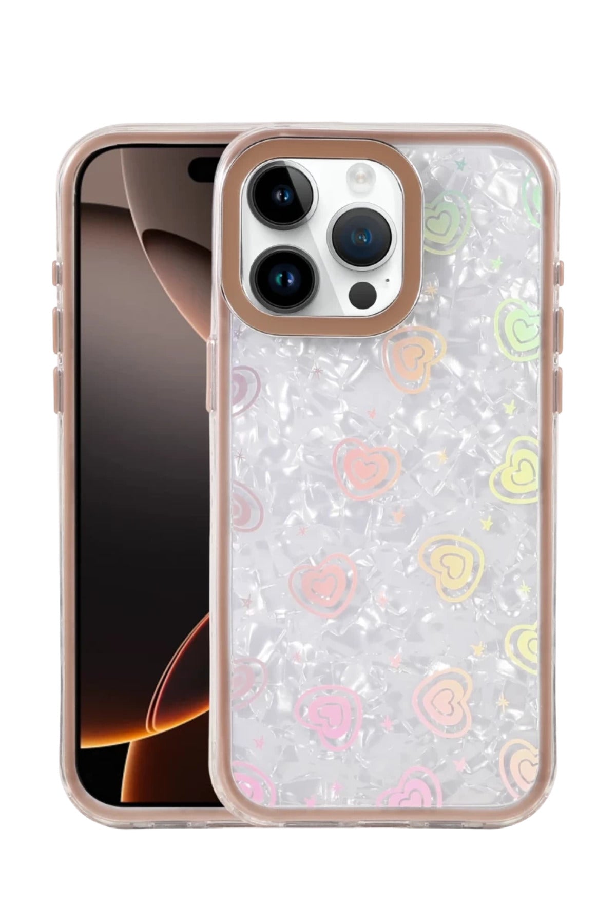 Apple iPhone 15 Pro Uyumlu Lumi Desenli Kapak - Çöl Titanyum