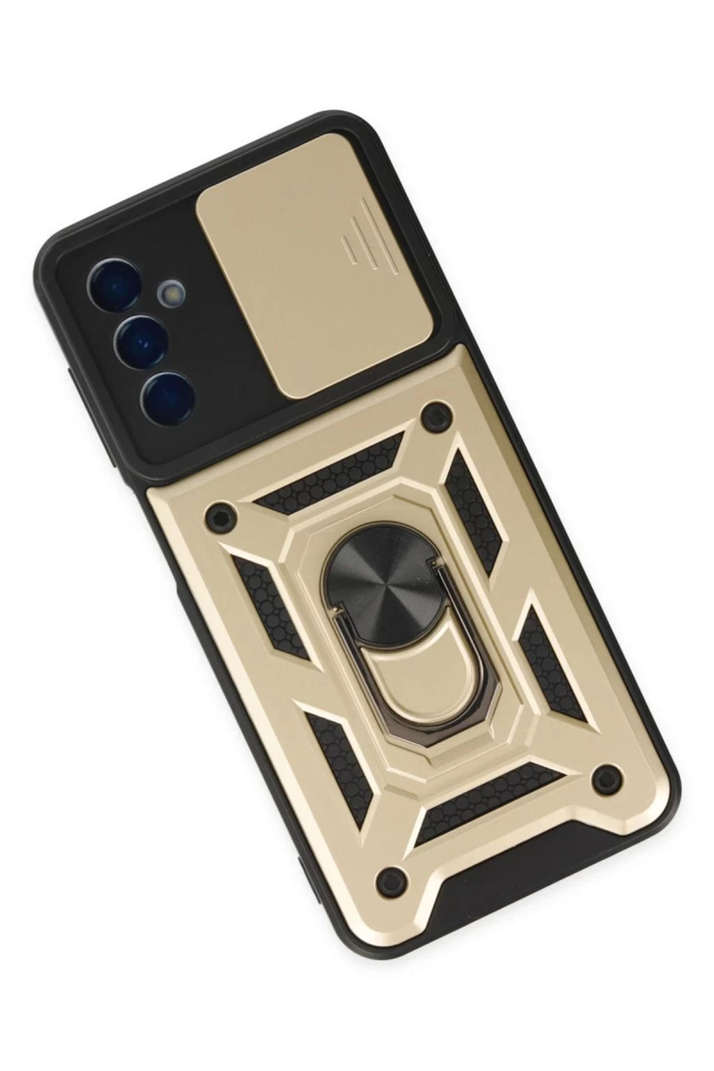 Samsung Galaxy A04S Uyumlu Kılıf Pars Lens Yüzüklü Silikon - Gold