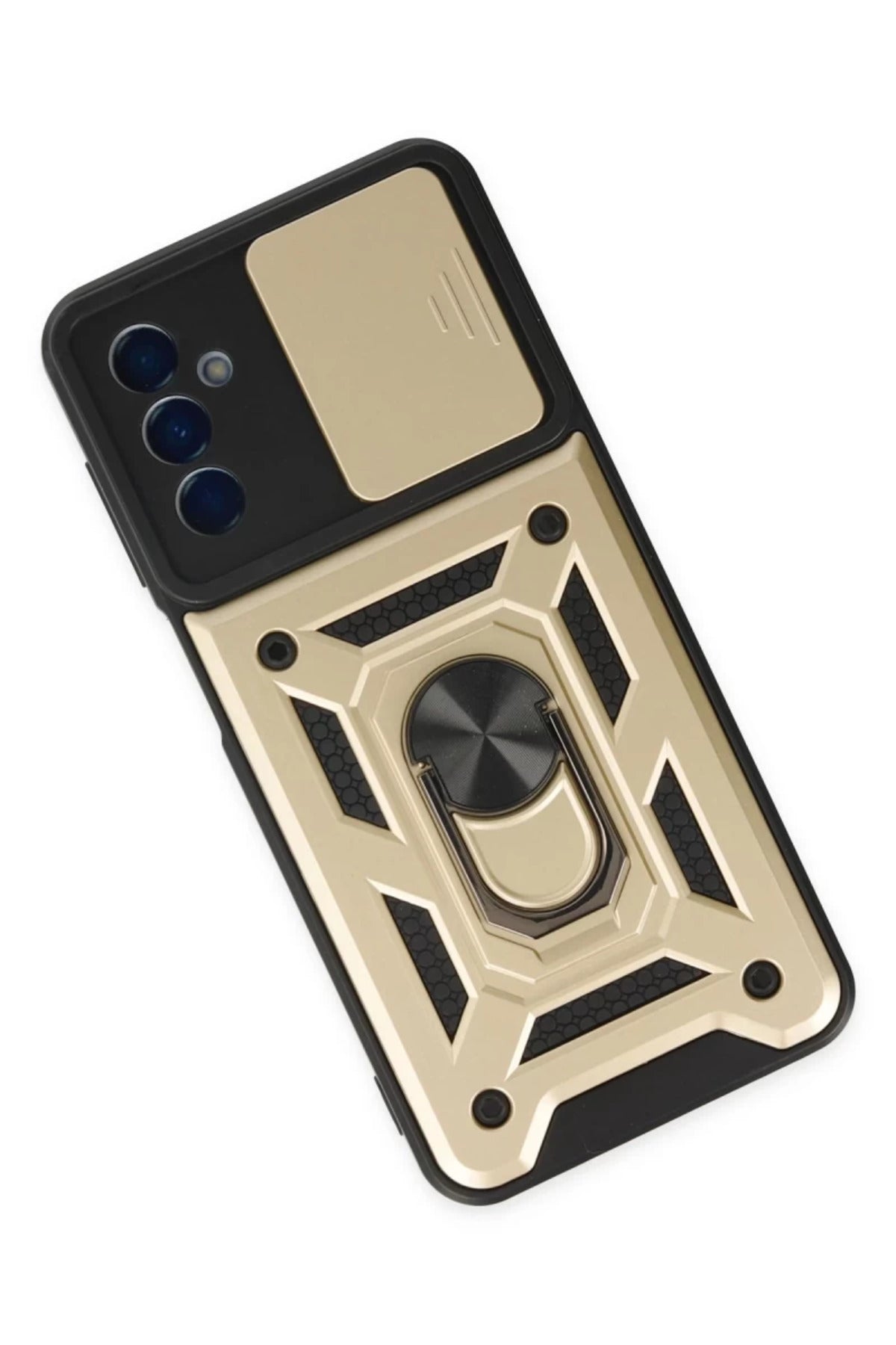 Samsung Galaxy A04S Uyumlu Kılıf Pars Lens Yüzüklü Silikon - Gold