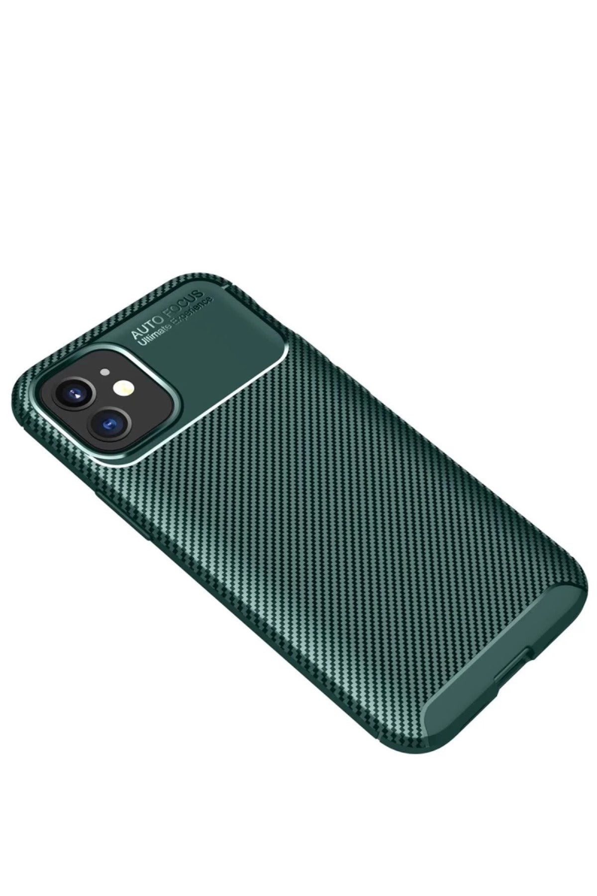 Apple iPhone 12 Mini Uyumlu Kılıf Auto Focus Karbon Kapak - Yeşil