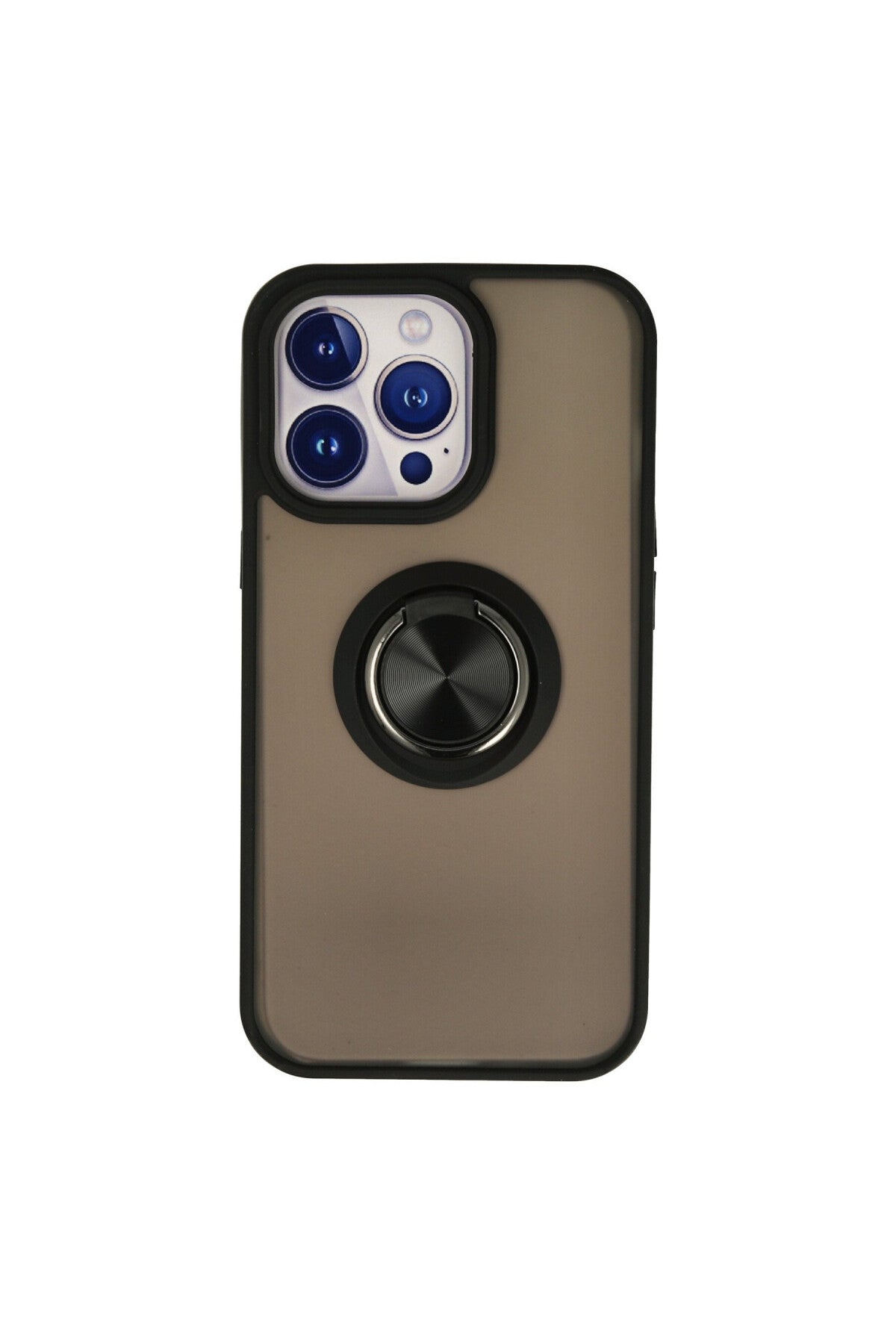 Apple iPhone 15 Pro Max Uyumlu Kılıf Montreal Yüzüklü Silikon Kapak - Siyah