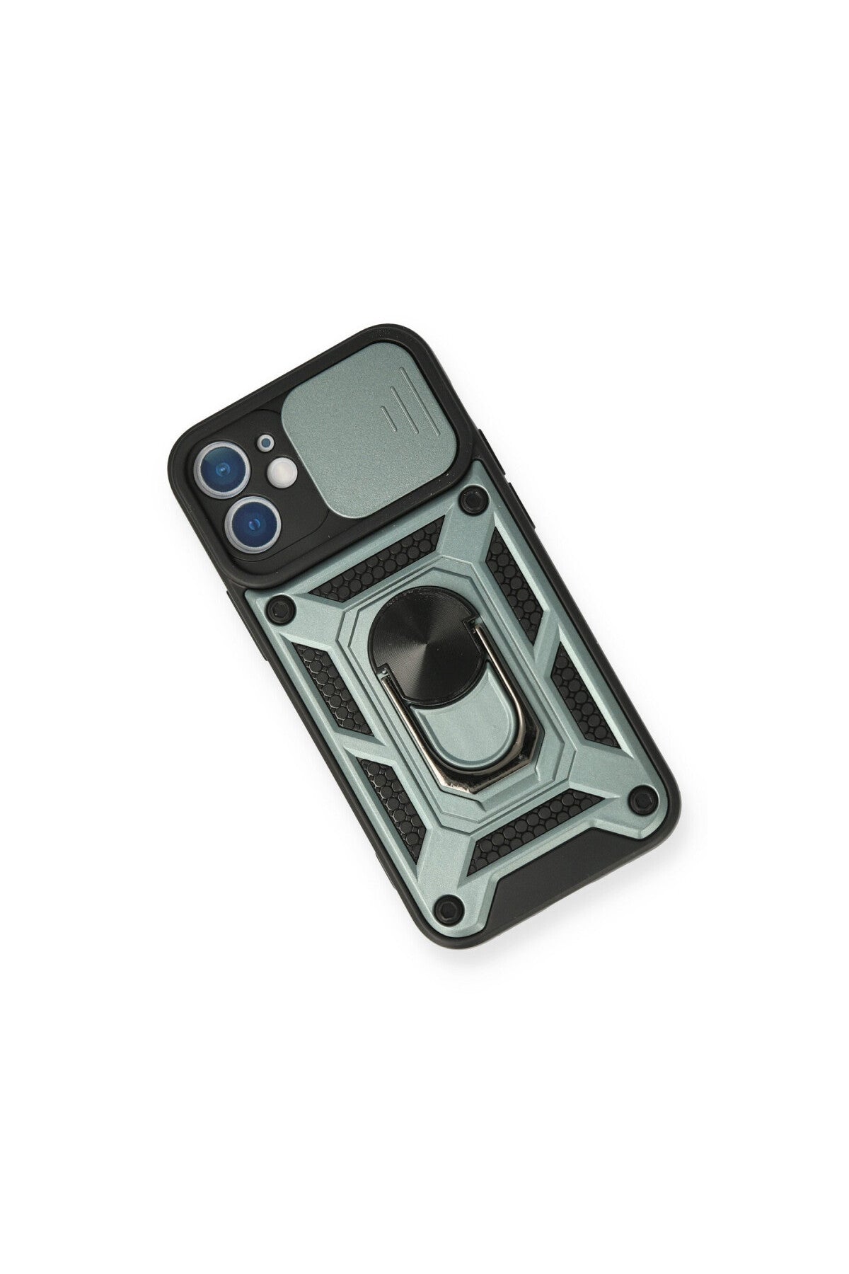 Apple iPhone 12 Mini Uyumlu Kılıf Pars Lens Yüzüklü Silikon - Yeşil