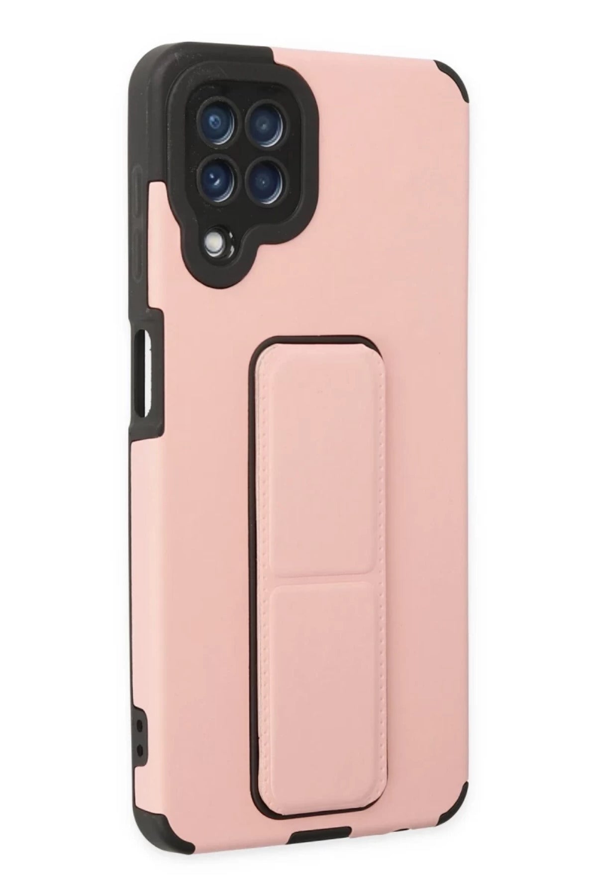 Samsung Galaxy A22 Uyumlu Kılıf Mega Standlı Silikon - Pudra