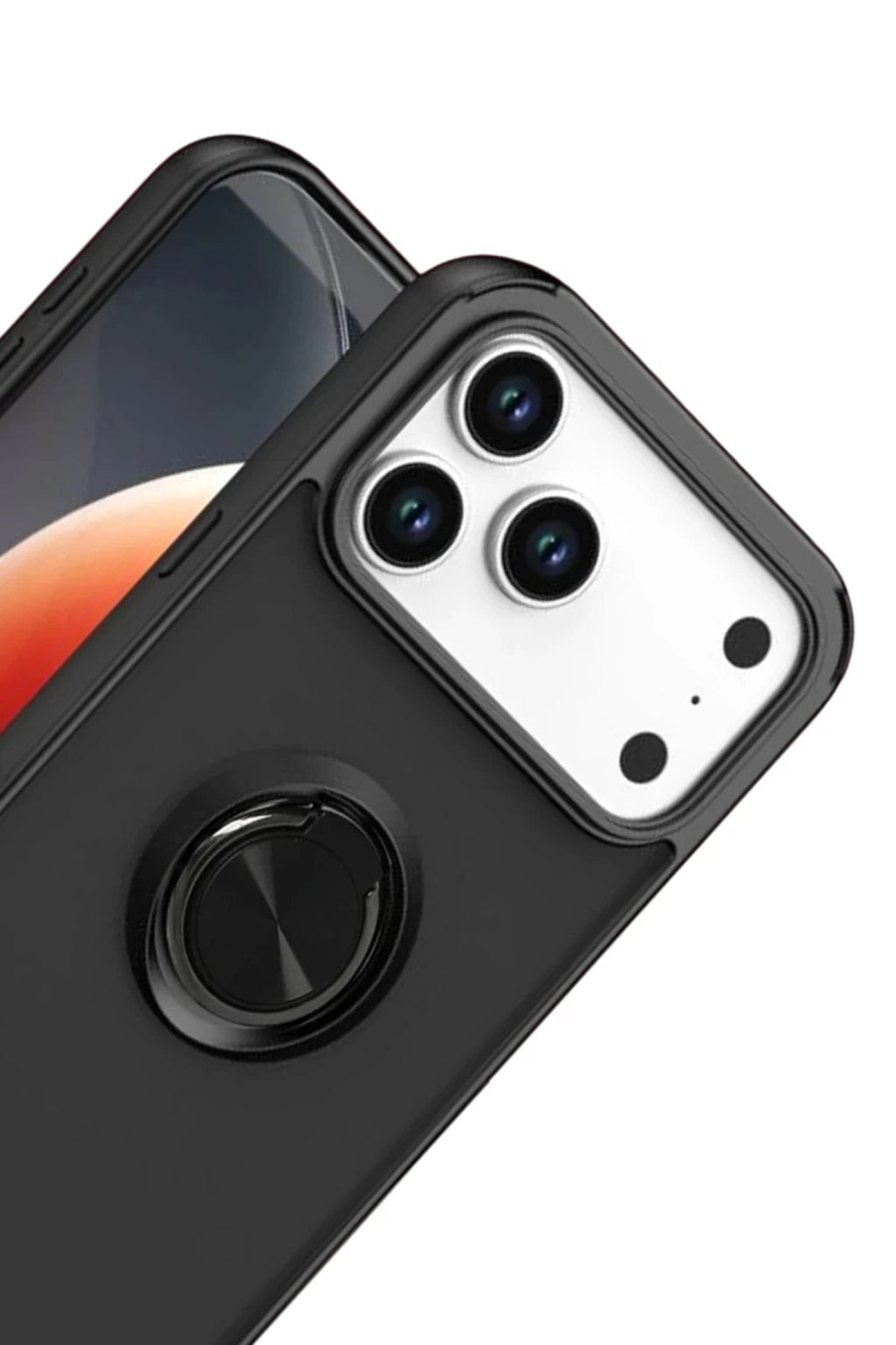 Apple iPhone 17 Pro Max Uyumlu Montreal Yüzüklü Silikon Kapak - Siyah