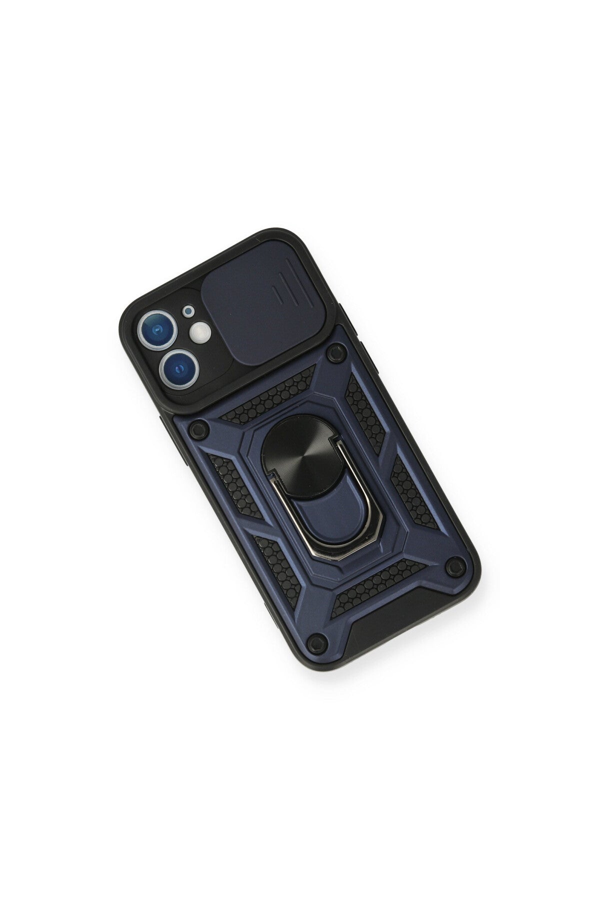 Apple iPhone 12 Mini Uyumlu Kılıf Pars Lens Yüzüklü Silikon - Lacivert