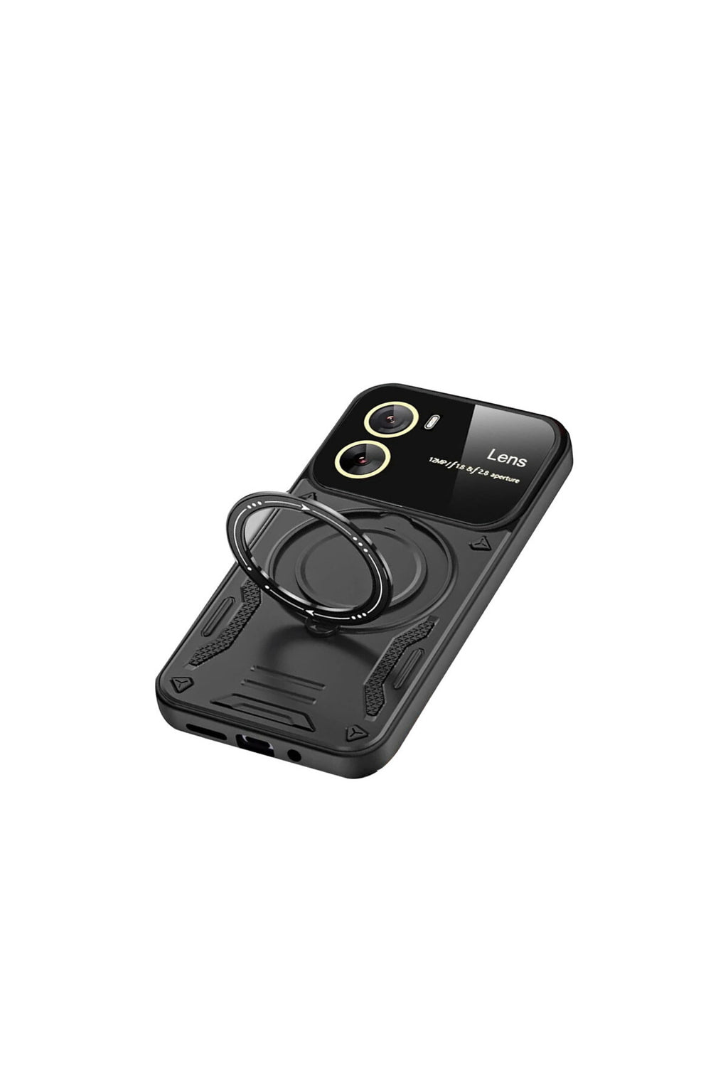 Vivo Y16 Uyumlu Kılıf Joy Lens Standlı Kapak - Siyah