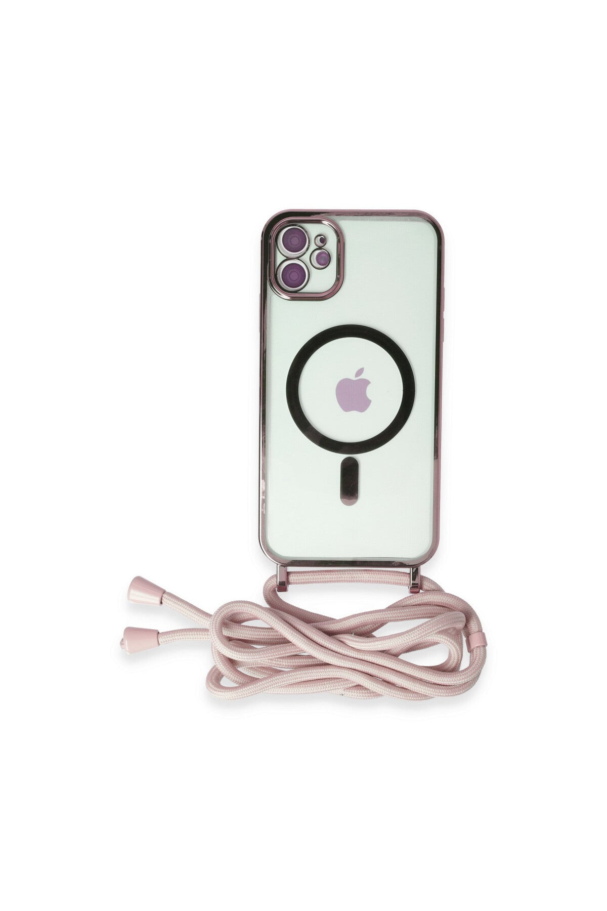 Apple iPhone 11 Uyumlu Kılıf Divo Lazer Askılı Magsafe Kapak - Pembe