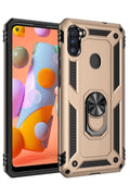 Samsung Galaxy A11 Uyumlu Kılıf Sofya Yüzüklü Silikon Kapak - Gold