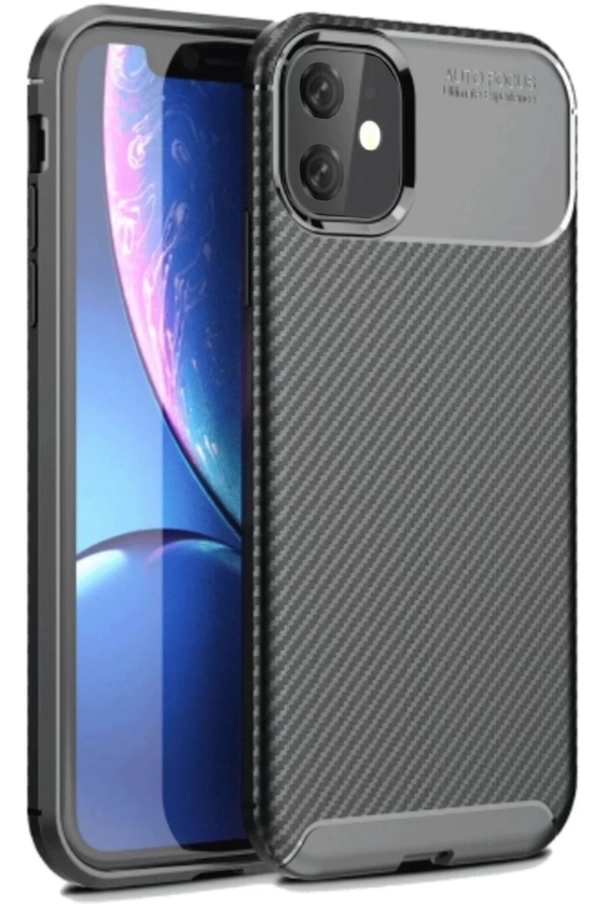 Apple iPhone 11 Uyumlu Kılıf Auto Focus Karbon Kapak - Siyah