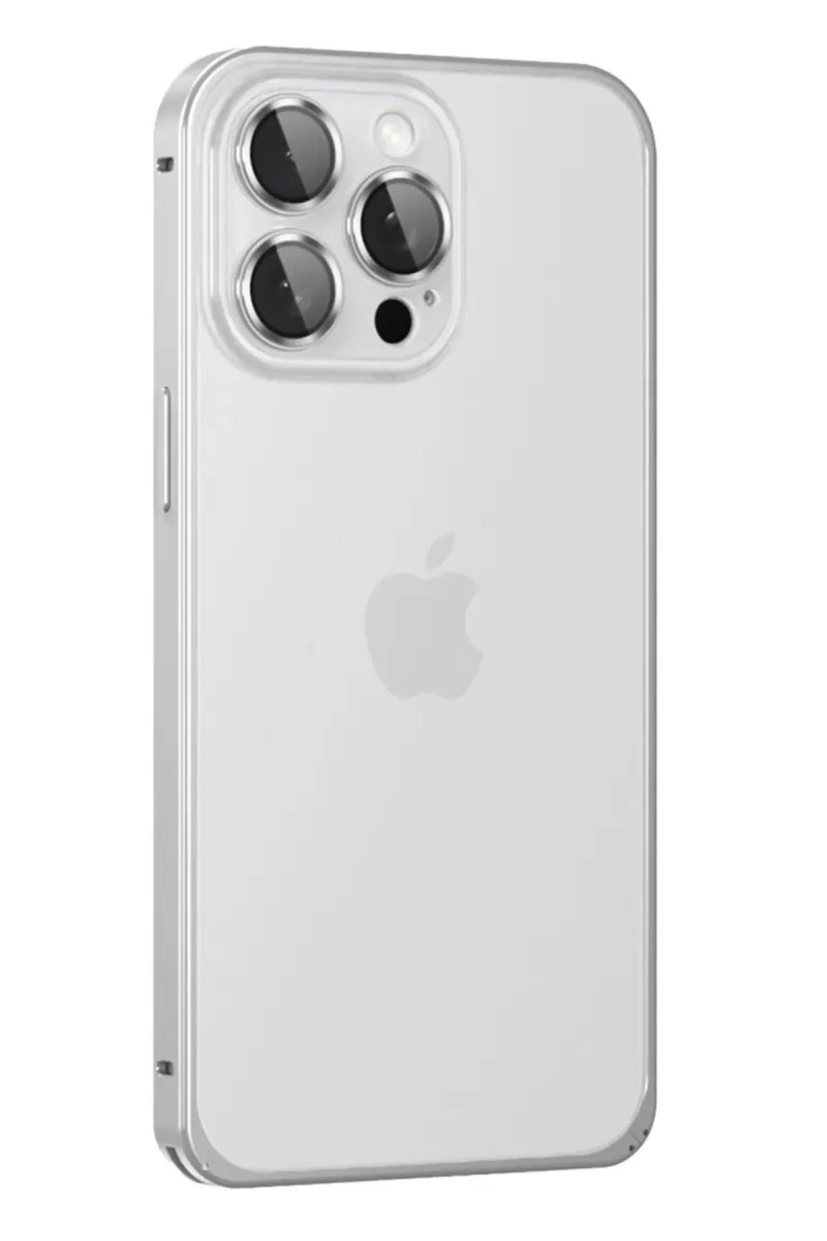 Joko Apple iPhone 15 Pro Max Uyumlu Metal Bumper Mat Kapak - Gümüş