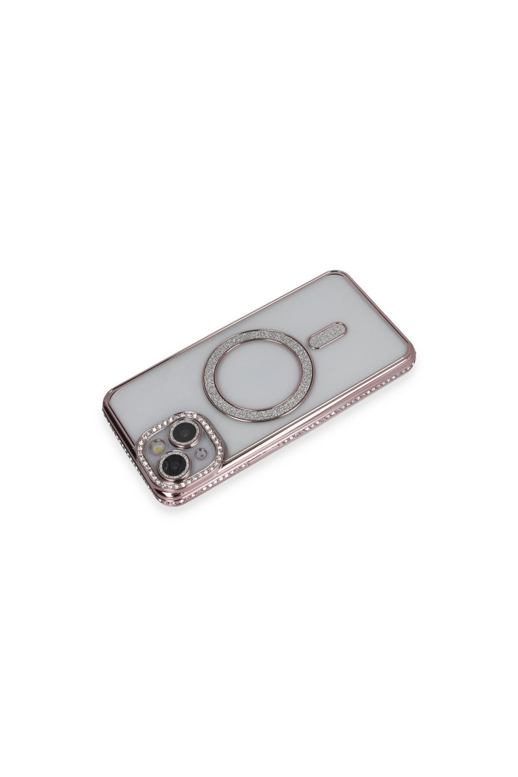 Apple iPhone 13 Uyumlu Kılıf Joke Simli Magneticsafe Kılıf - Pembe