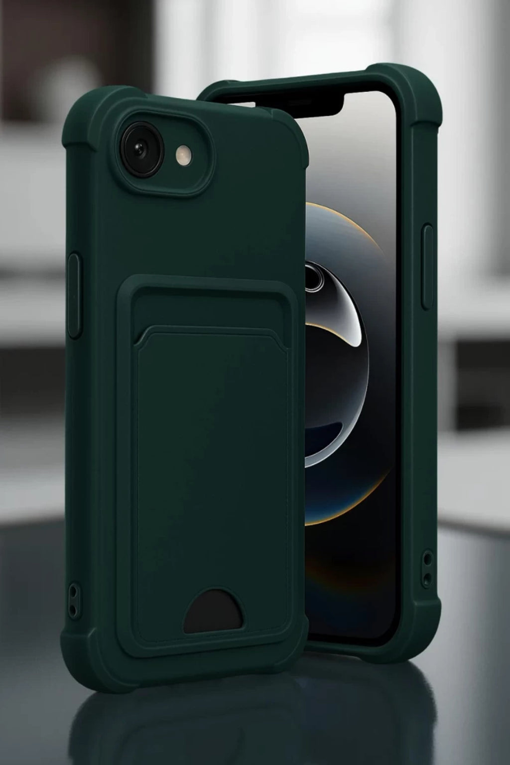 Apple iPhone 16E Uyumlu Kelvin Kartvizitli Silikon - Koyu Yeşil