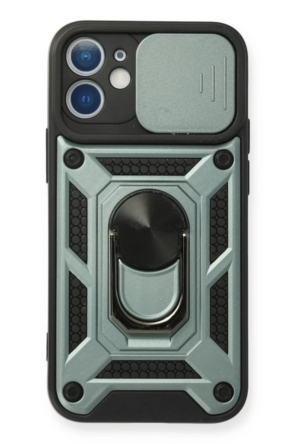 Apple iPhone 12 Mini Uyumlu Kılıf Pars Lens Yüzüklü Silikon - Yeşil