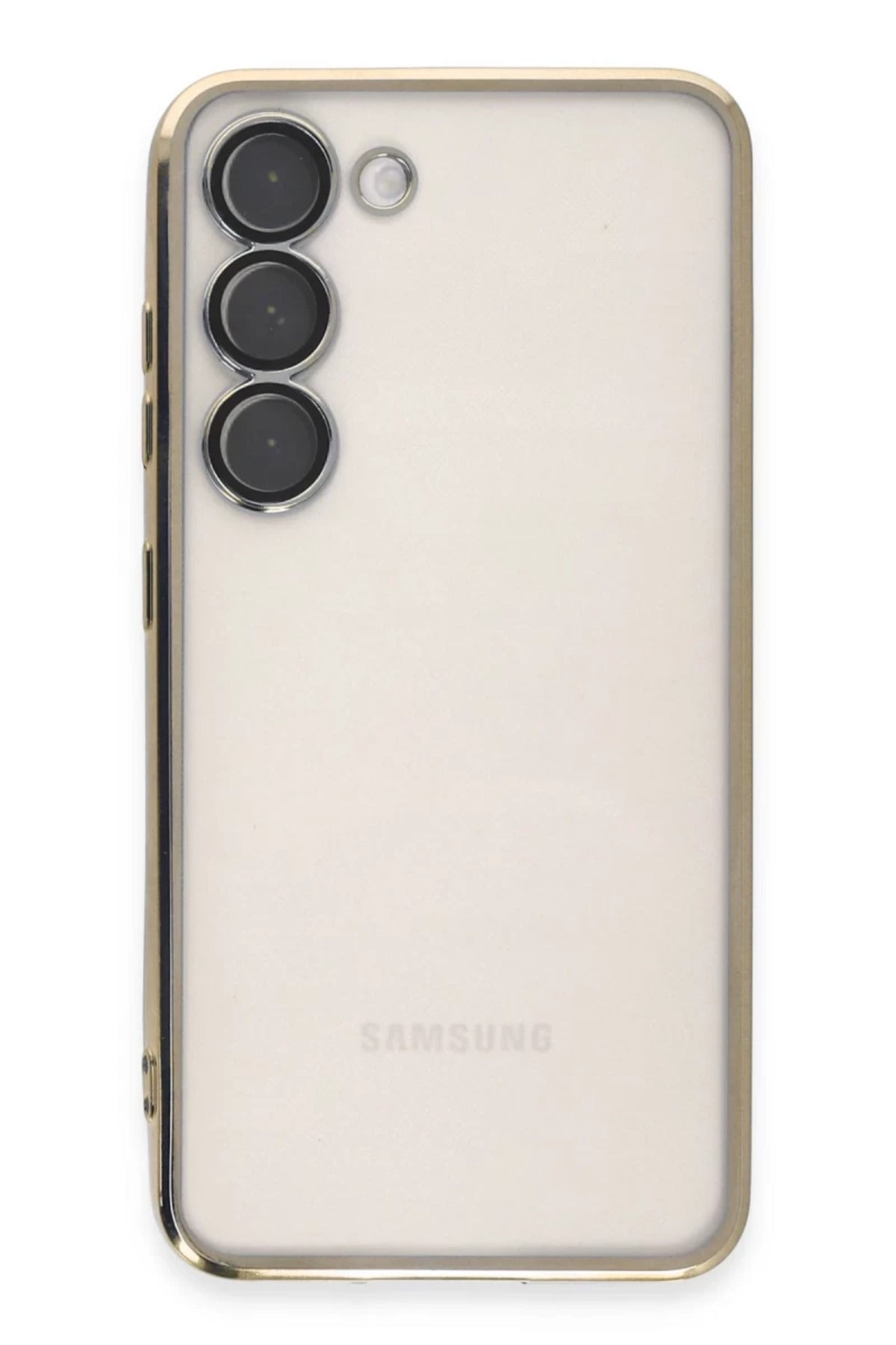 Samsung Galaxy S23 Plus Uyumlu Kılıf Lensli Silikon - Gold