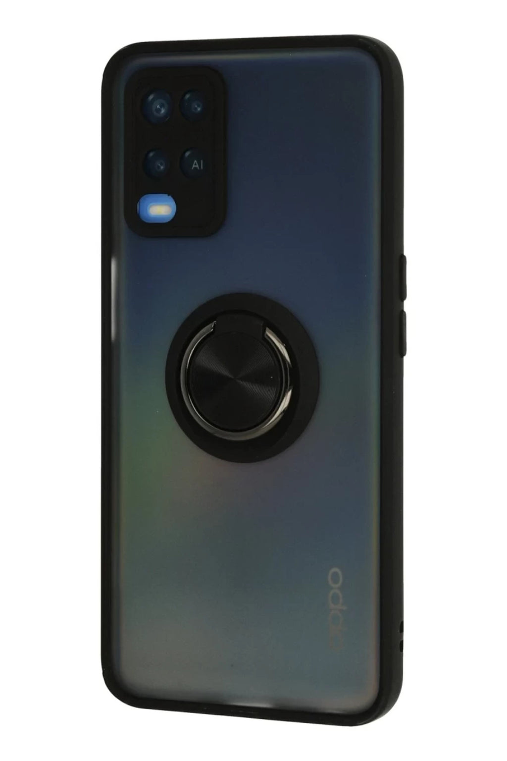 Oppo A54 4G Uyumlu Kılıf Montreal Yüzüklü Silikon Kapak - Siyah