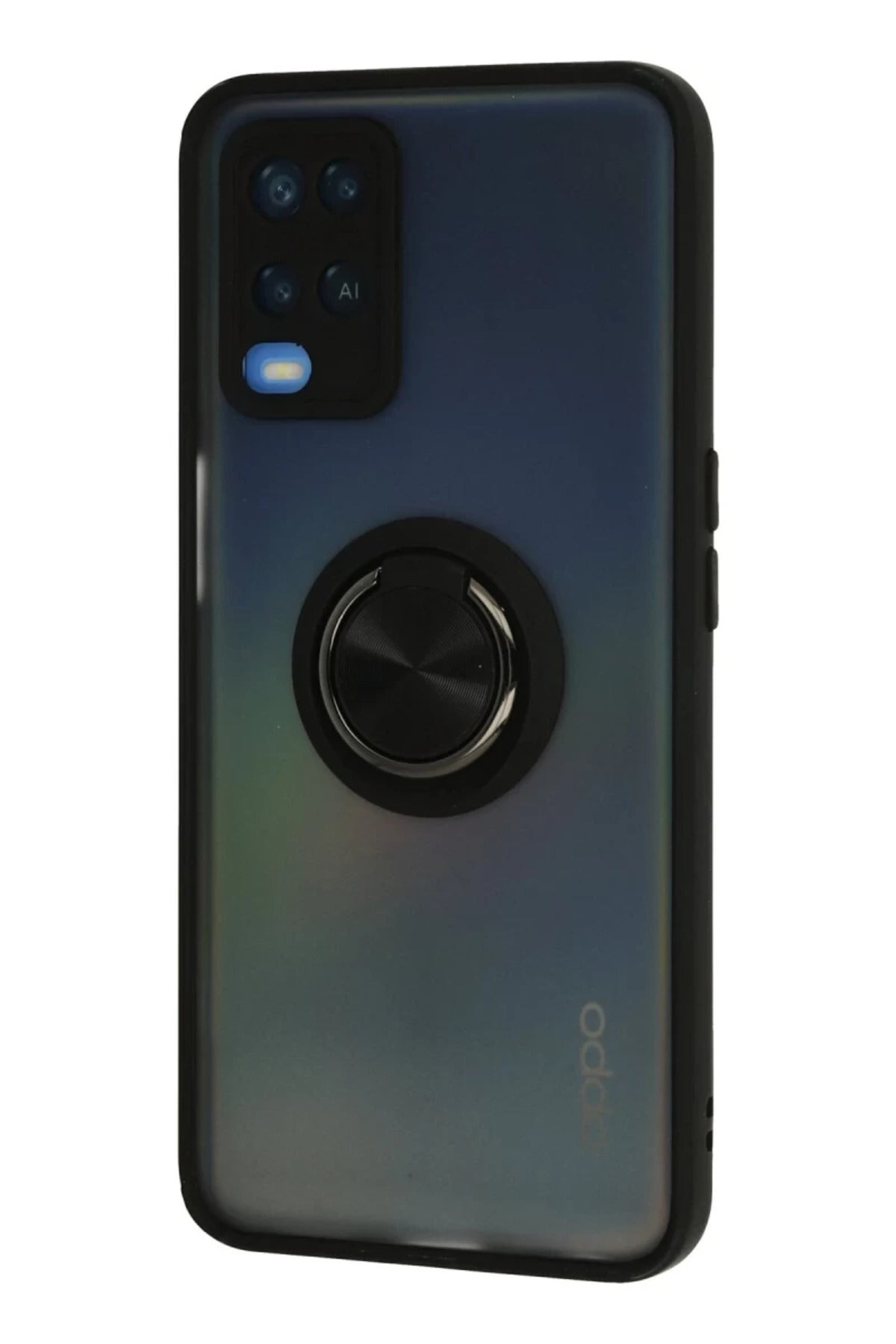 Oppo A54 4G Uyumlu Kılıf Montreal Yüzüklü Silikon Kapak - Siyah