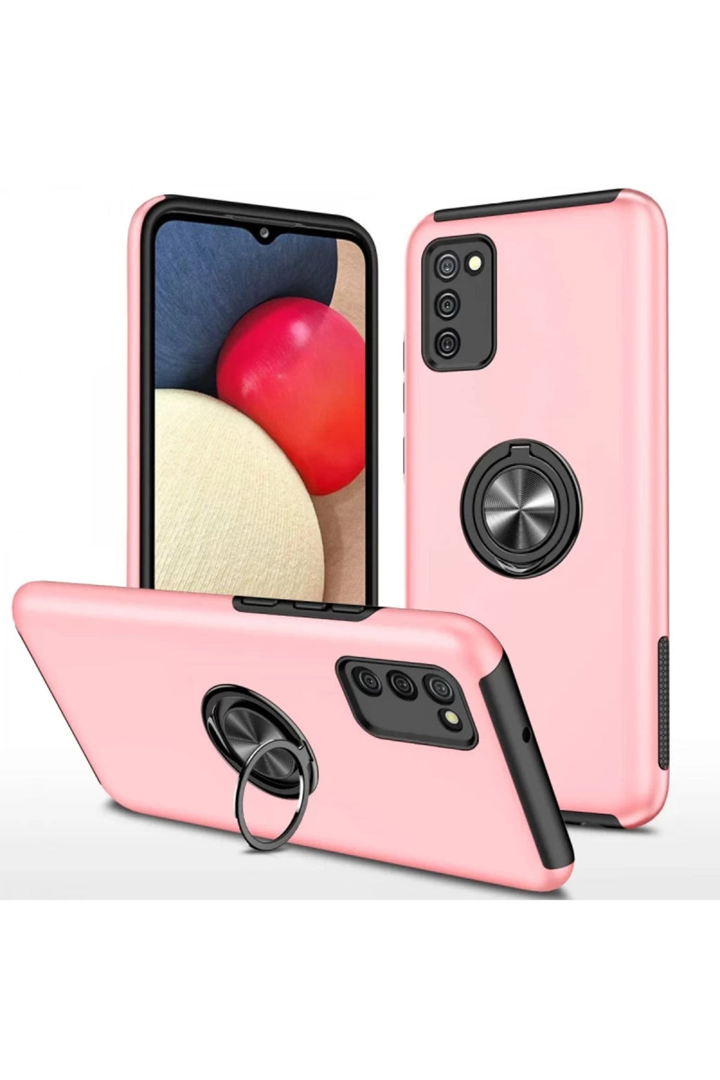 Samsung Galaxy A02S Uyumlu Kılıf Elit Yüzüklü Kapak - Pembe