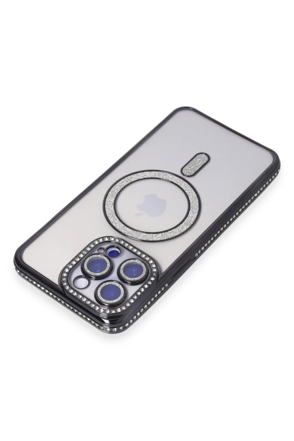 Apple iPhone 15 Pro Uyumlu Kılıf Joke Simli Magneticsafe Kılıf - Siyah