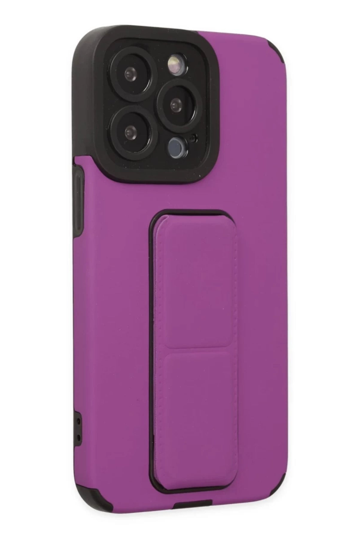 Apple iPhone 13 Pro Uyumlu Kılıf Mega Standlı Silikon - Mor