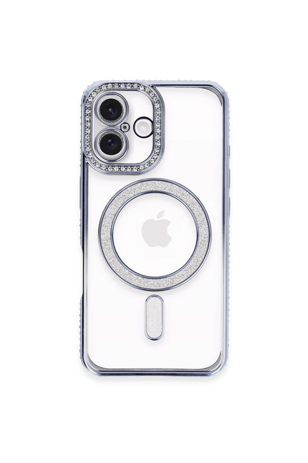 Apple iPhone 16 Uyumlu Kılıf Joke Simli Magneticsafe Kılıf - Mavi