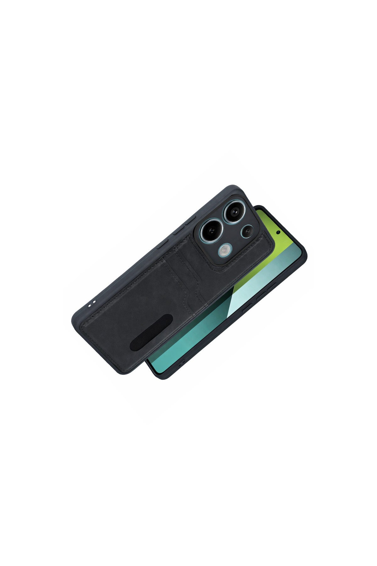 Xiaomi Redmi 15C 4G Uyumlu Sara Kartvizitli Deri Kılıf - Siyah