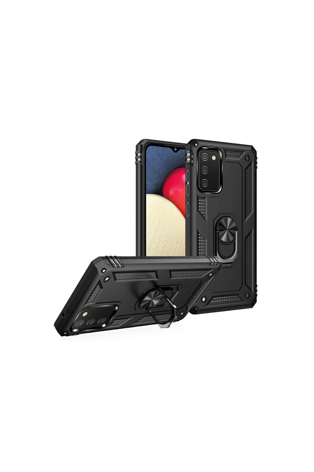Samsung Galaxy A03S Uyumlu Kılıf Sofya Yüzüklü Silikon Kapak - Siyah