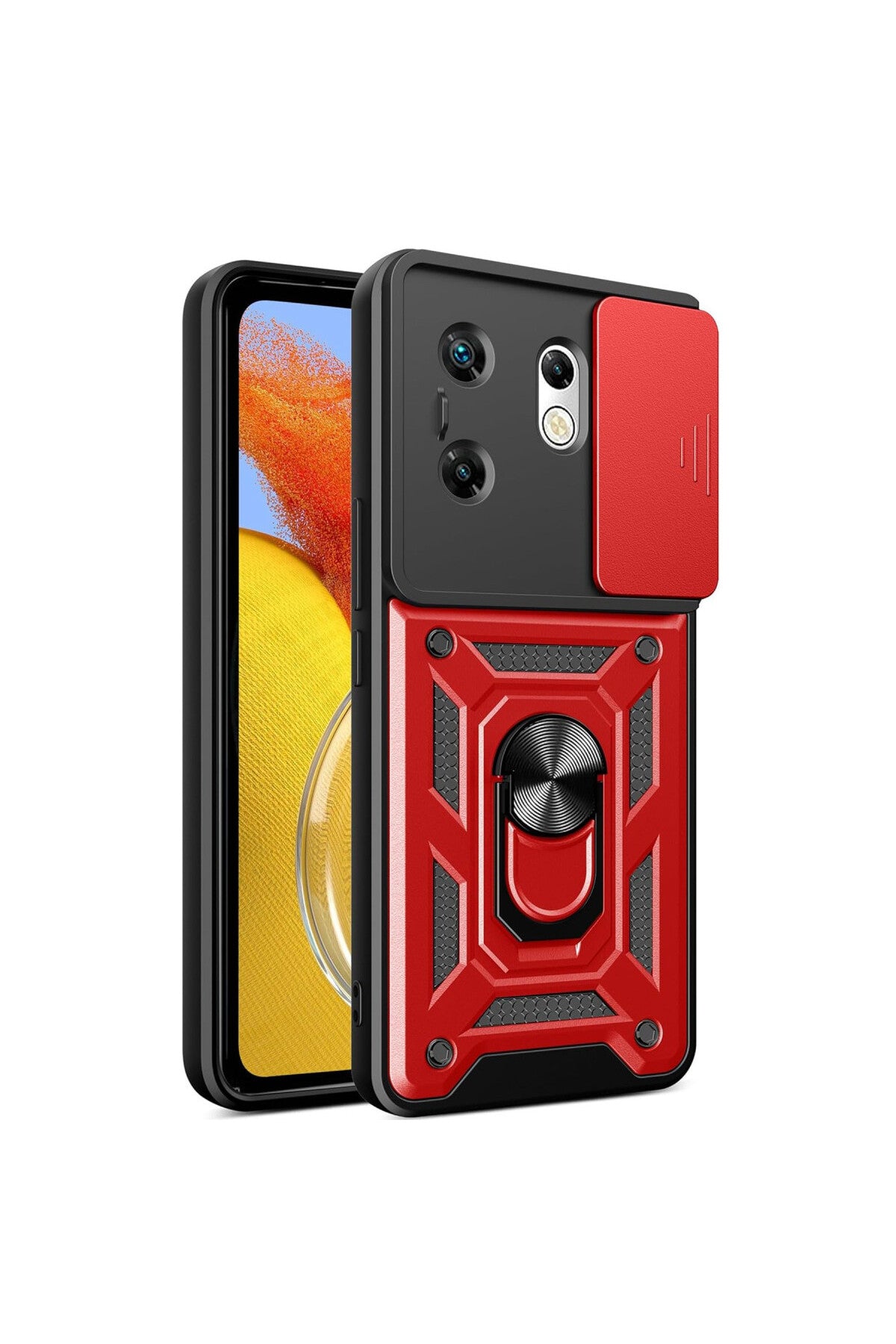 İnfinix Zero 30 4G Kılıf Pars Lens Yüzüklü Silikon - Kırmızı