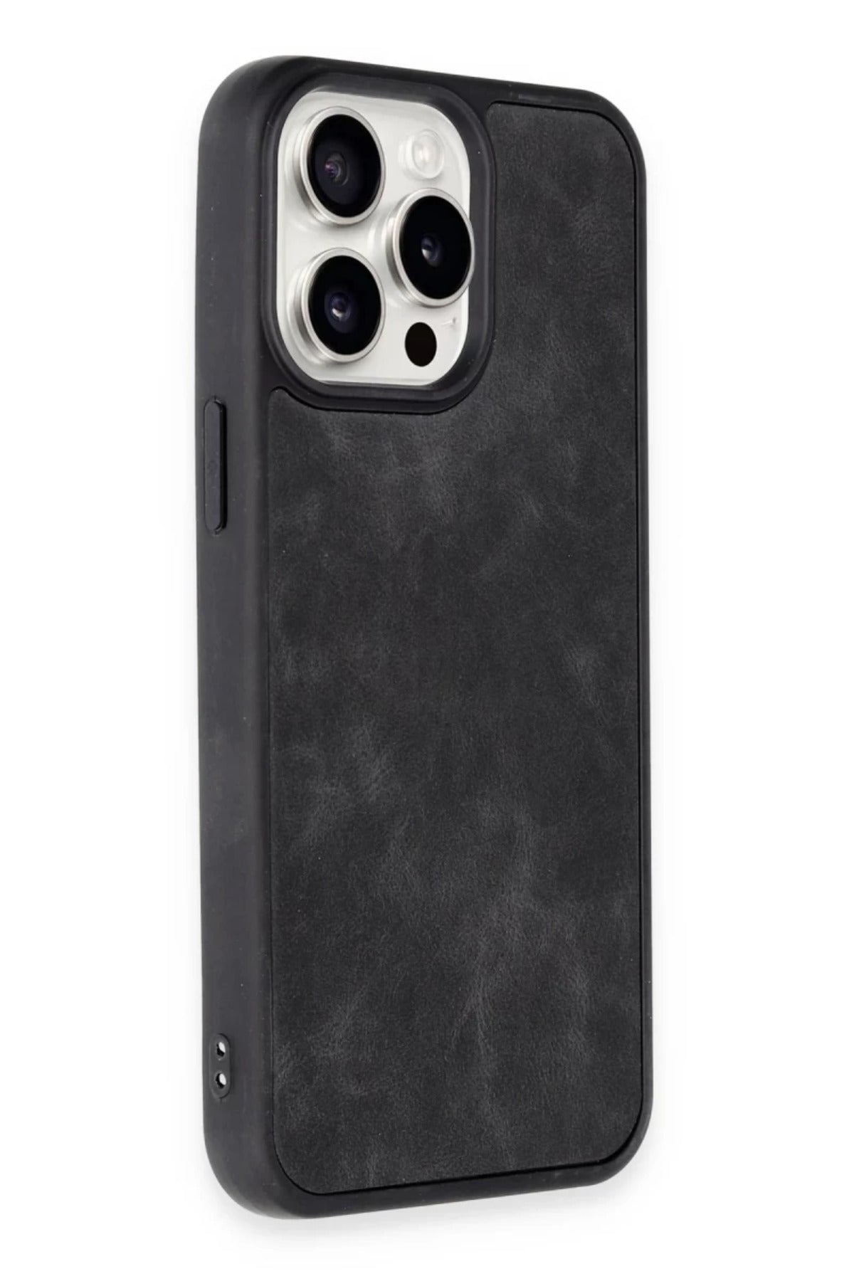 Apple iPhone 14 Pro Max Uyumlu Kılıf Aras Deri Kapak - Siyah