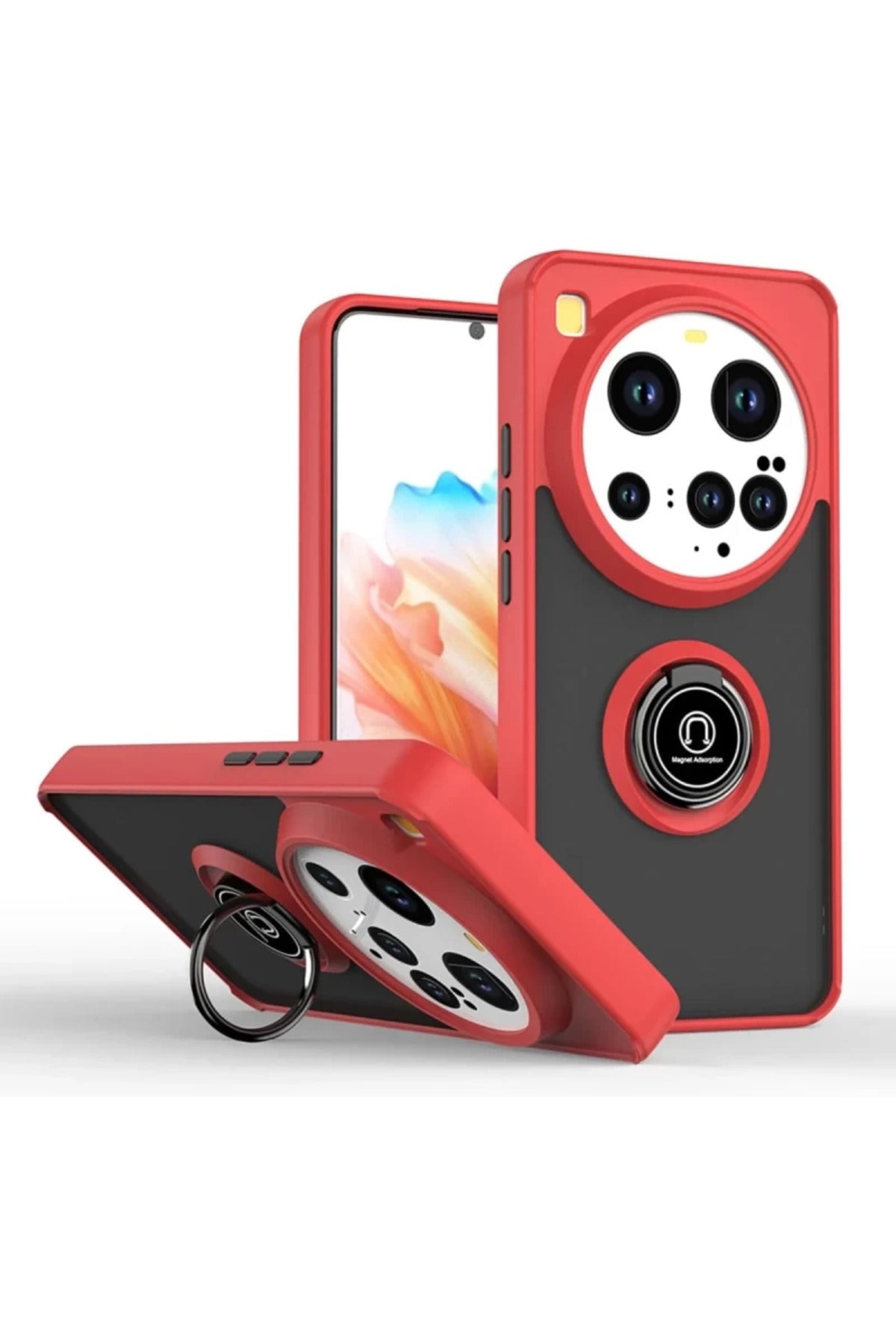 Xiaomi Mi 15 Ultra Uyumlu Kılıf Montreal Yüzüklü Silikon Kapak - Kırmızı