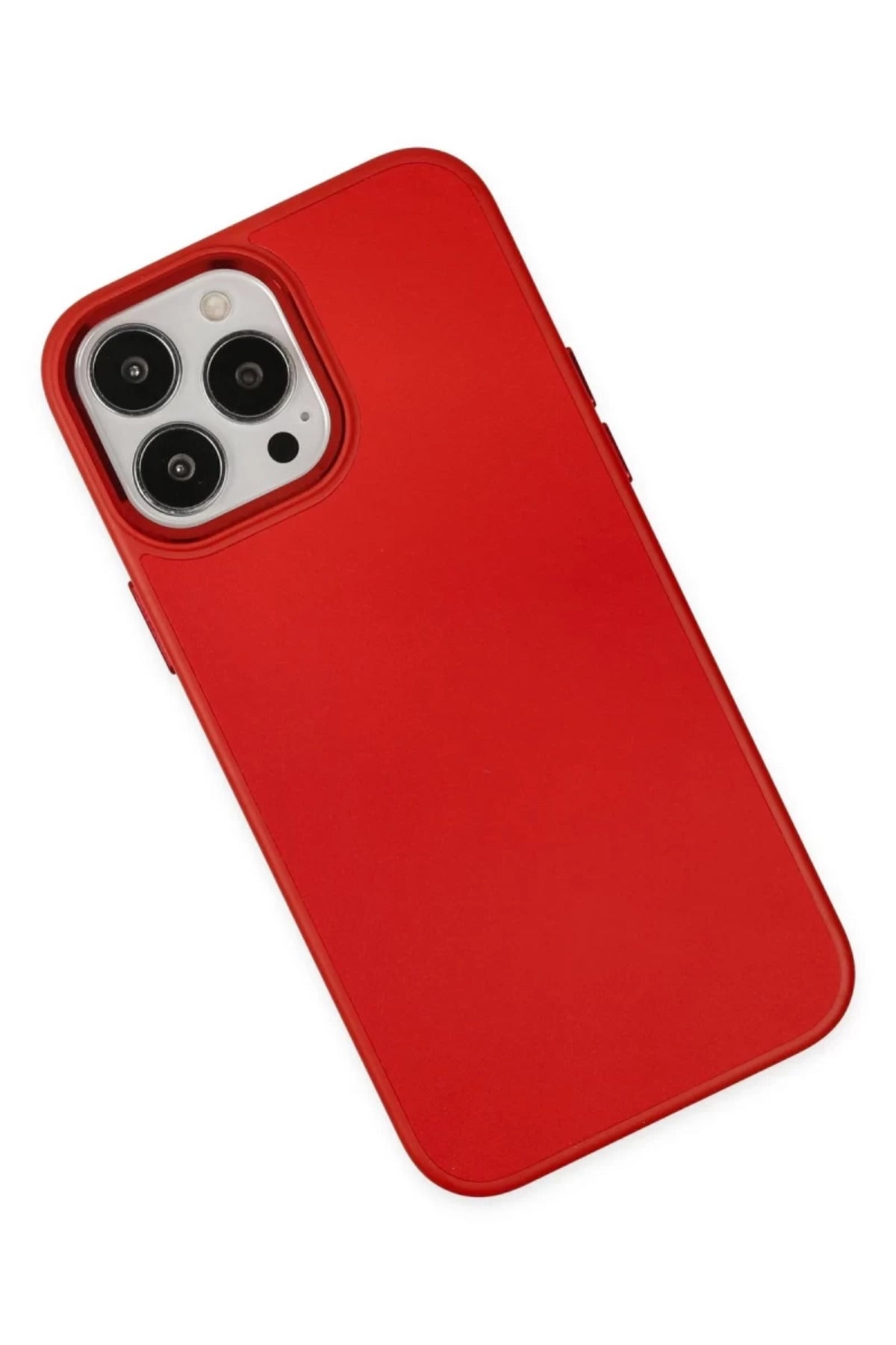 Apple iPhone 13 Pro Max Uyumlu Kılıf Asya Deri Silikon - Kırmızı