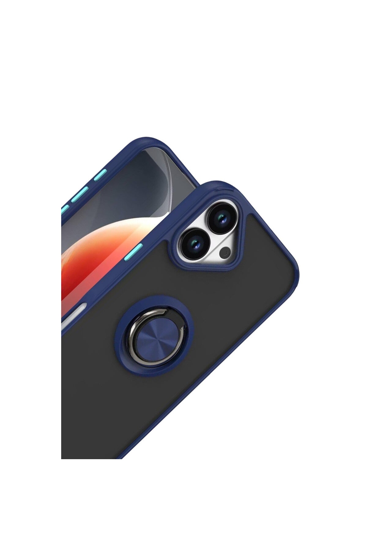 Apple iPhone 17 Uyumlu Montreal Yüzüklü Silikon Kapak - Lacivert