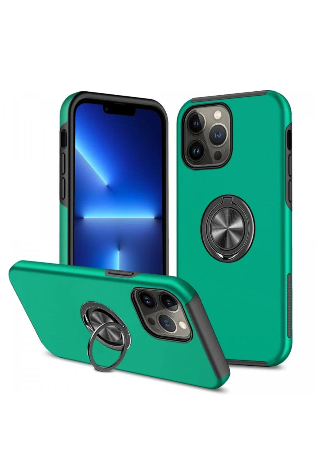 Apple iPhone 13 Pro Max Uyumlu Kılıf Elit Yüzüklü Kapak - Yeşil