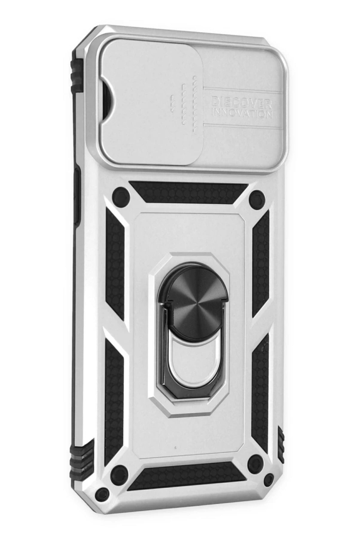 Apple iPhone 14 Pro Uyumlu Kılıf Pars Lens Yüzüklü Silikon - Gümüş