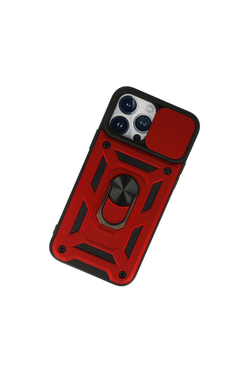 Apple iPhone 13 Pro Uyumlu Kılıf Pars Lens Yüzüklü Silikon - Kırmızı