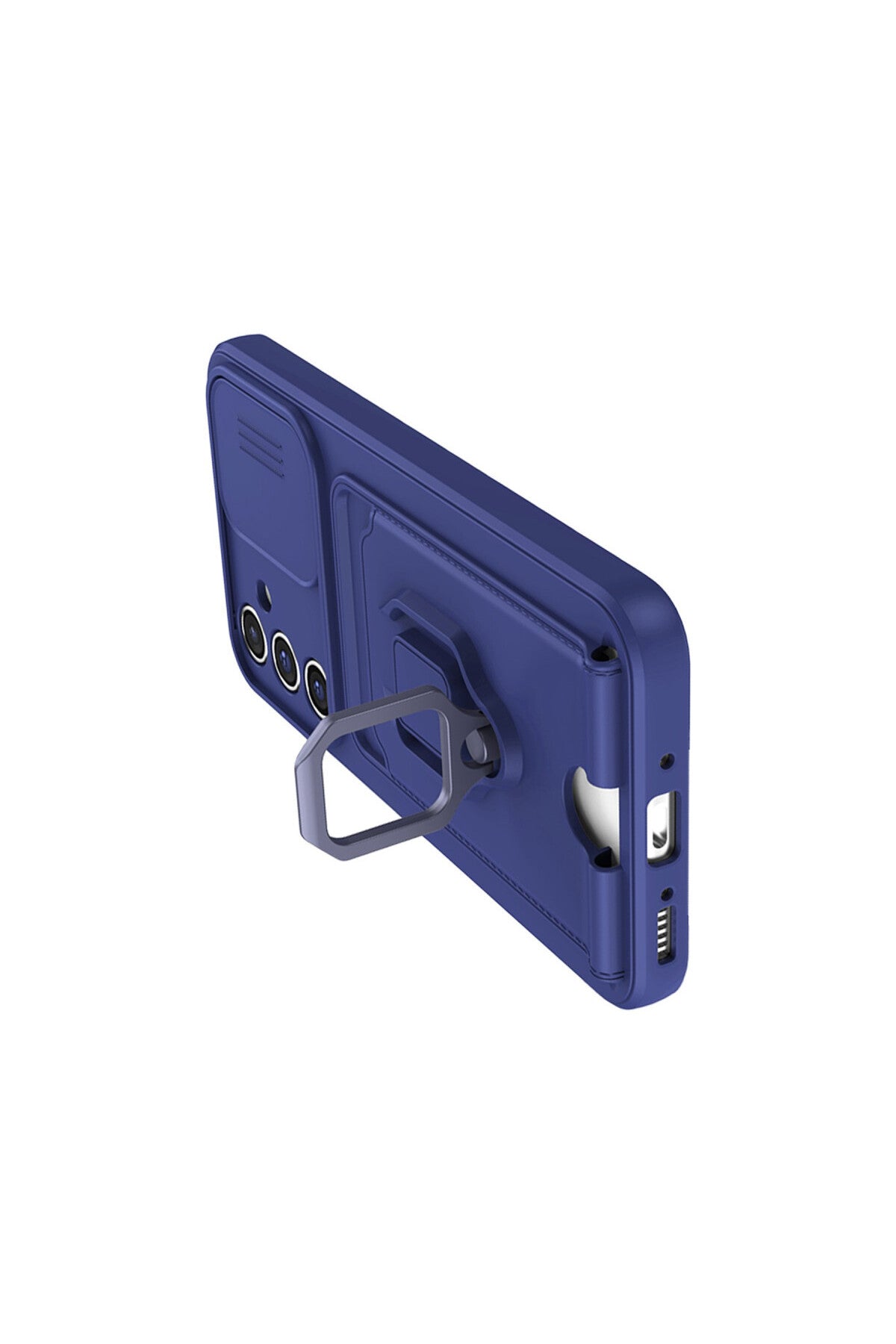 Samsung Galaxy A36 Uyumlu Kılıf Zuma Kartvizitli Yüzüklü Silikon - Lacivert