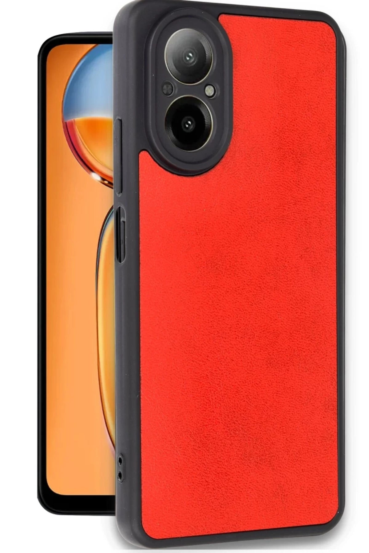Realme 12 Lite Uyumlu Kılıf Aras Deri Kapak - Kırmızı