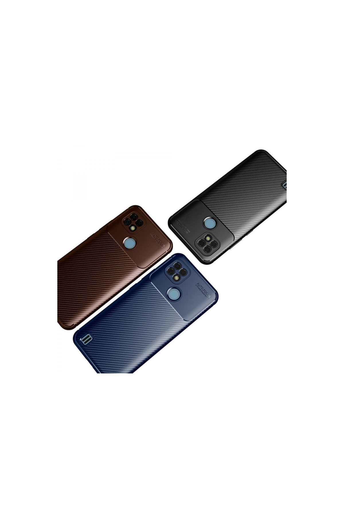 Realme C21 Uyumlu Kılıf Auto Focus Karbon Kapak - Lacivert